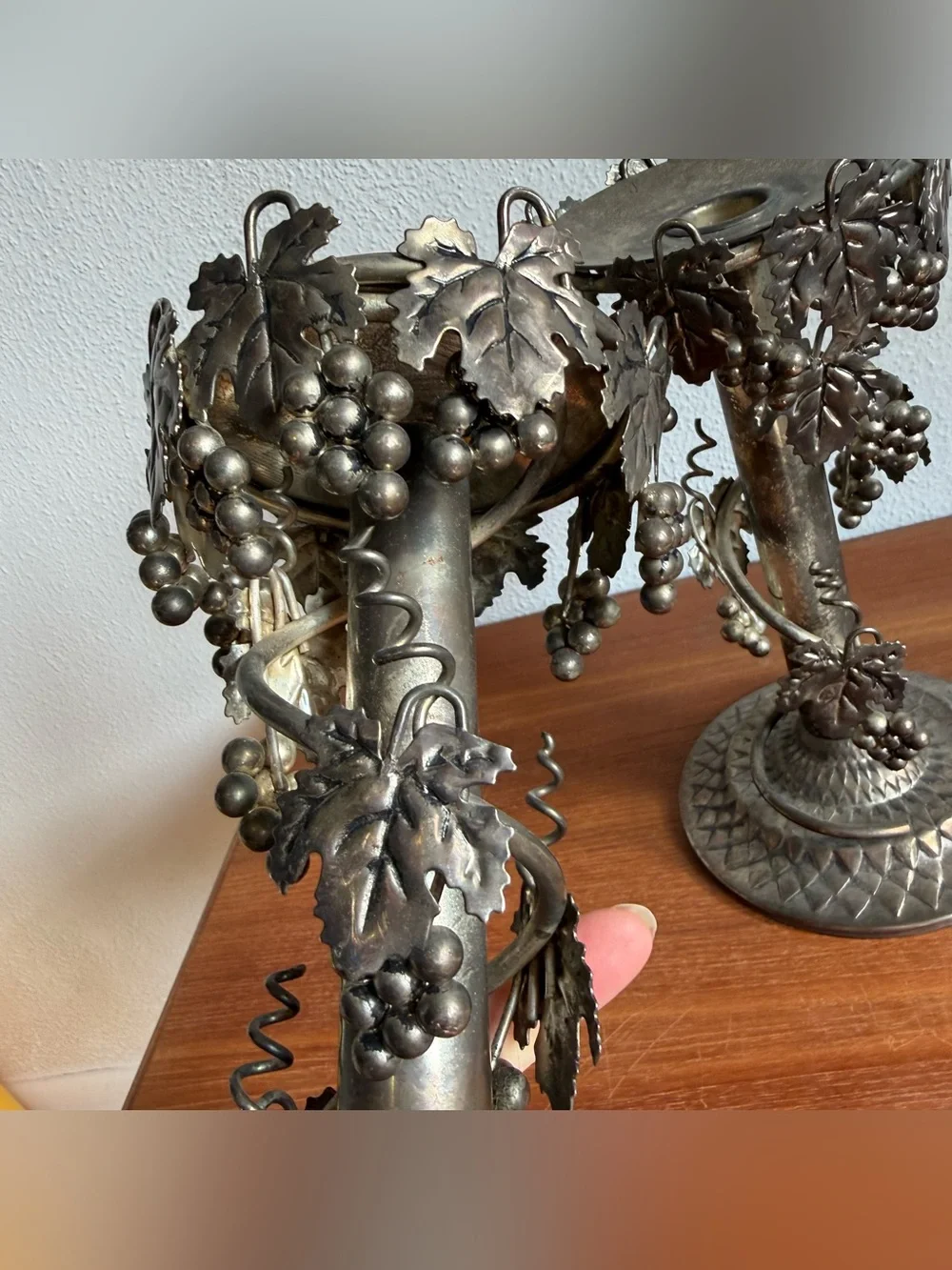Vintage Studio Silversmiths Ornate Taper/Pillar Candle Holder Grapevine Gothic